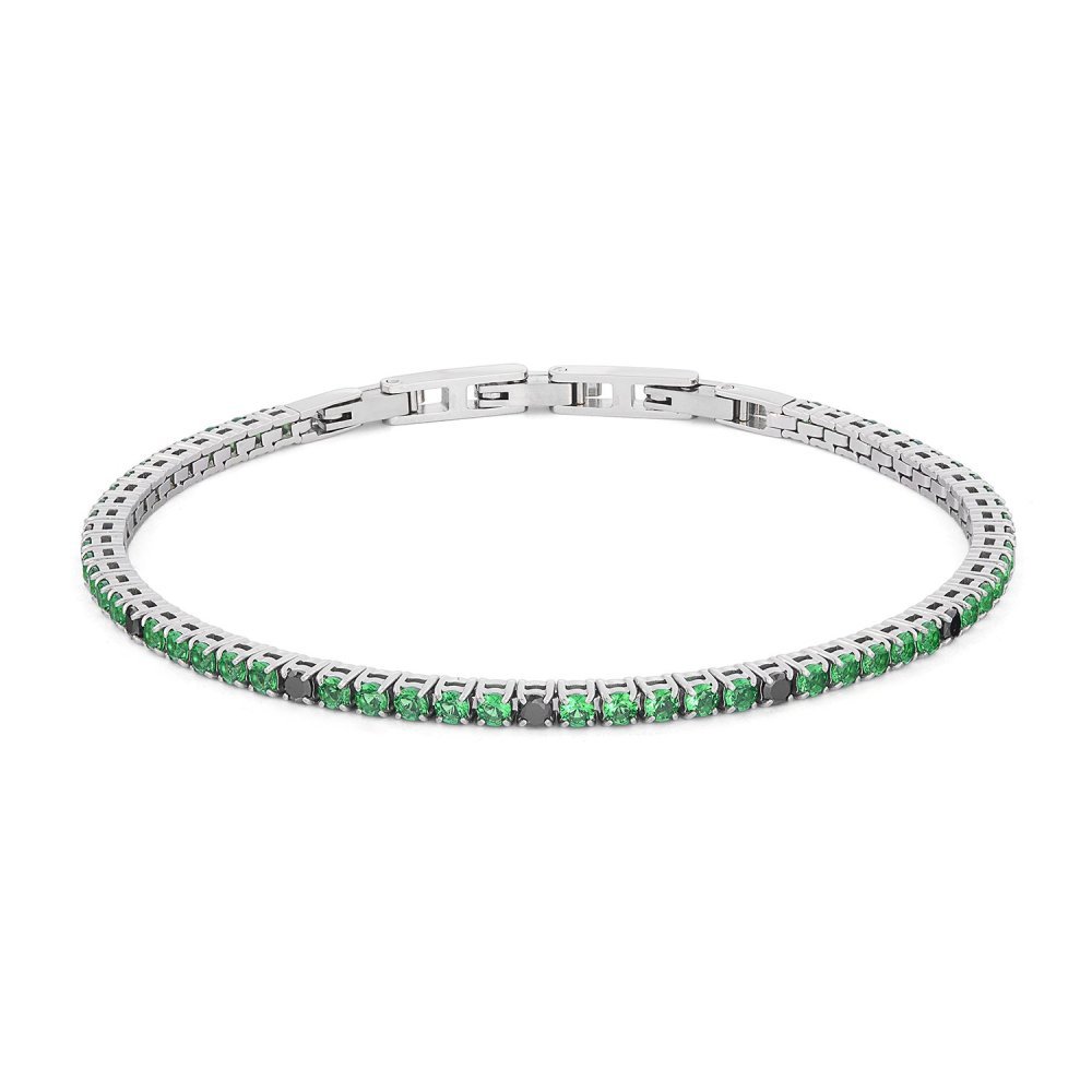Bracciale Tennis Uomo - Zirconi Verdi E Neri - Comete Gioielli