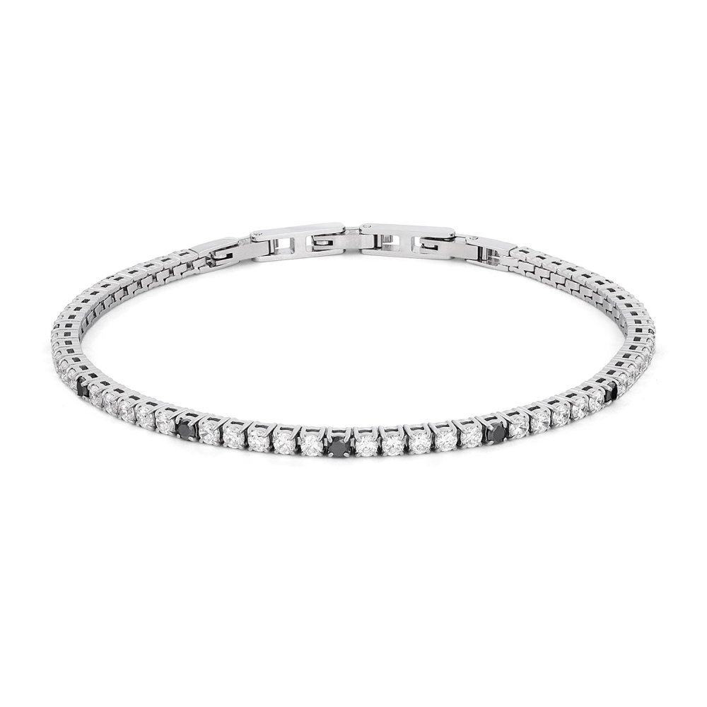 Bracciale Tennis Uomo - Acciaio Zirconi - Comete Gioielli
