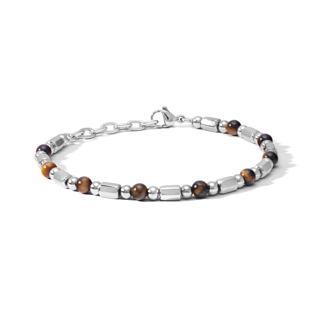 Bracciale In Acciaio E Occhio Di Tigre - Comete Gioielli