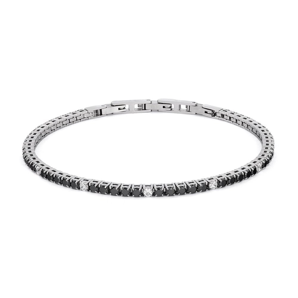 Bracciale Tennis Uomo - Acciaio Zirconi - Comete Gioielli