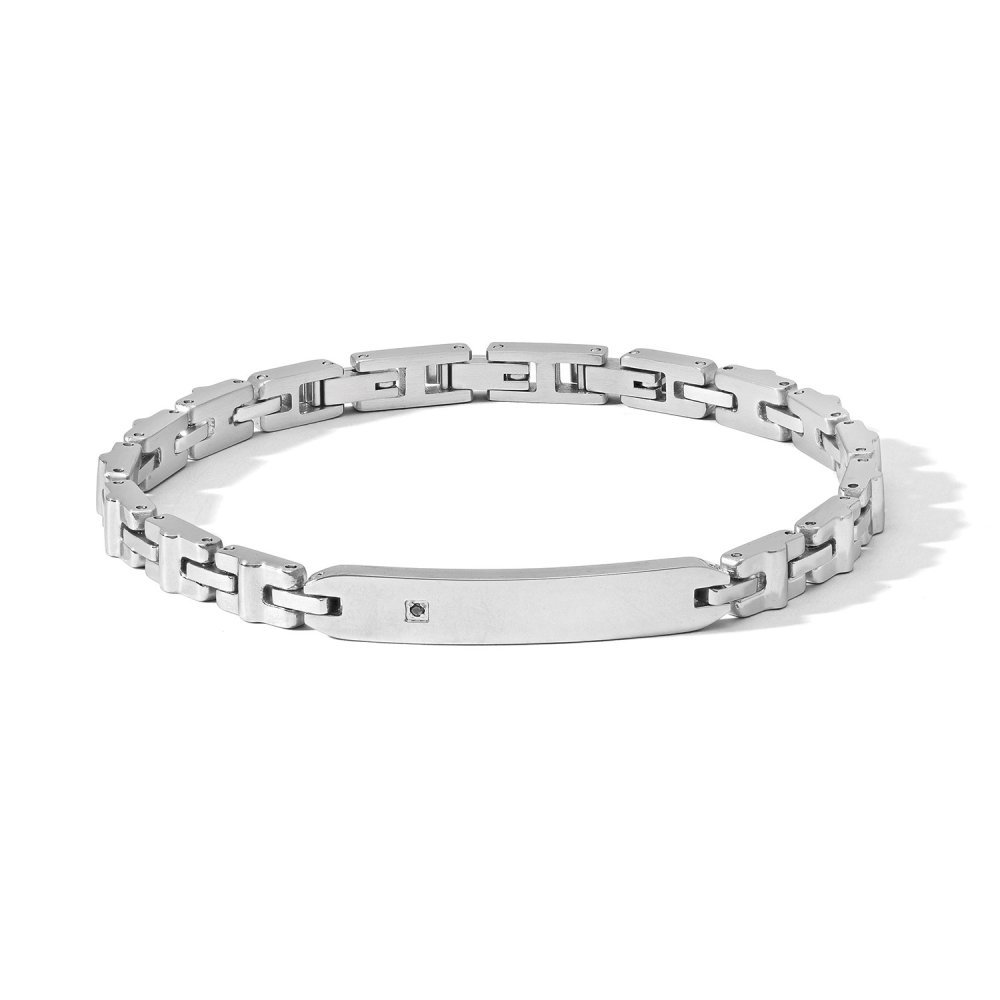 Bracciale Acciaio Con Zircone Nero - Comete Gioielli