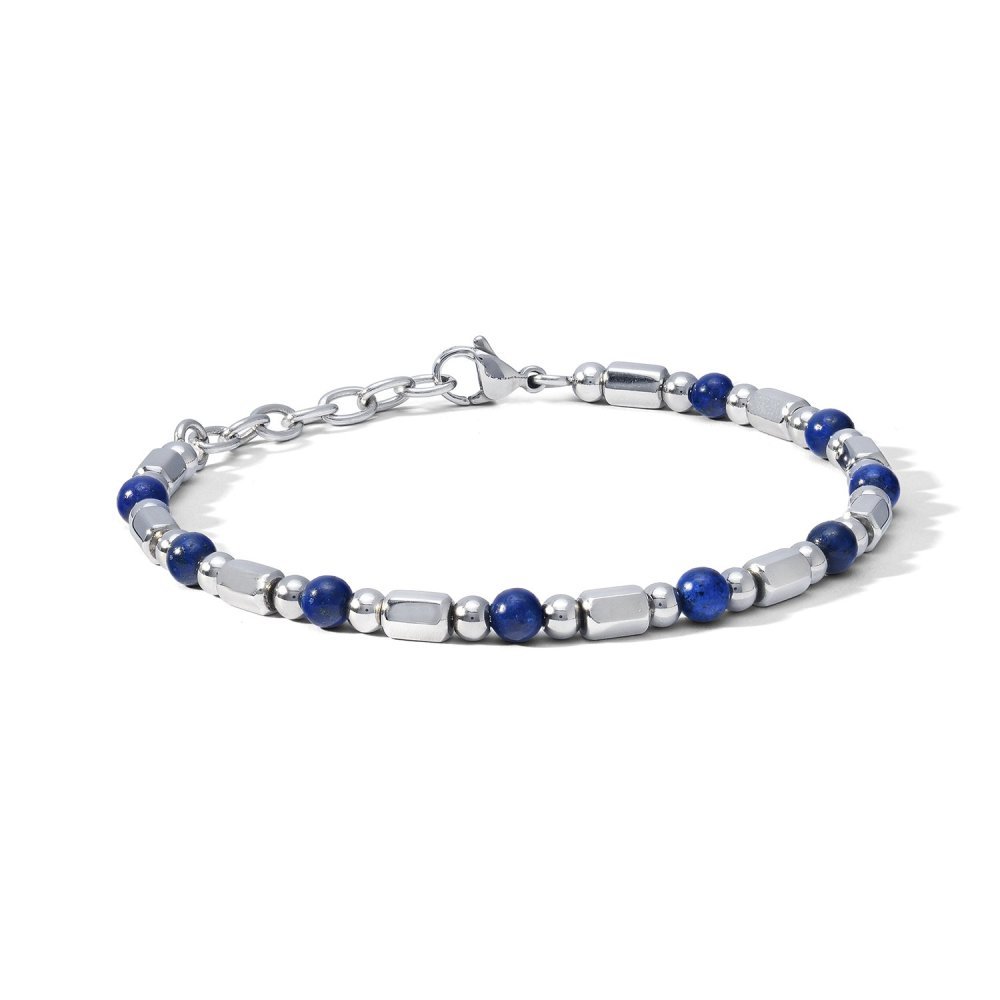 Bracciale In Acciaio E Agata Blu - Comete Gioielli