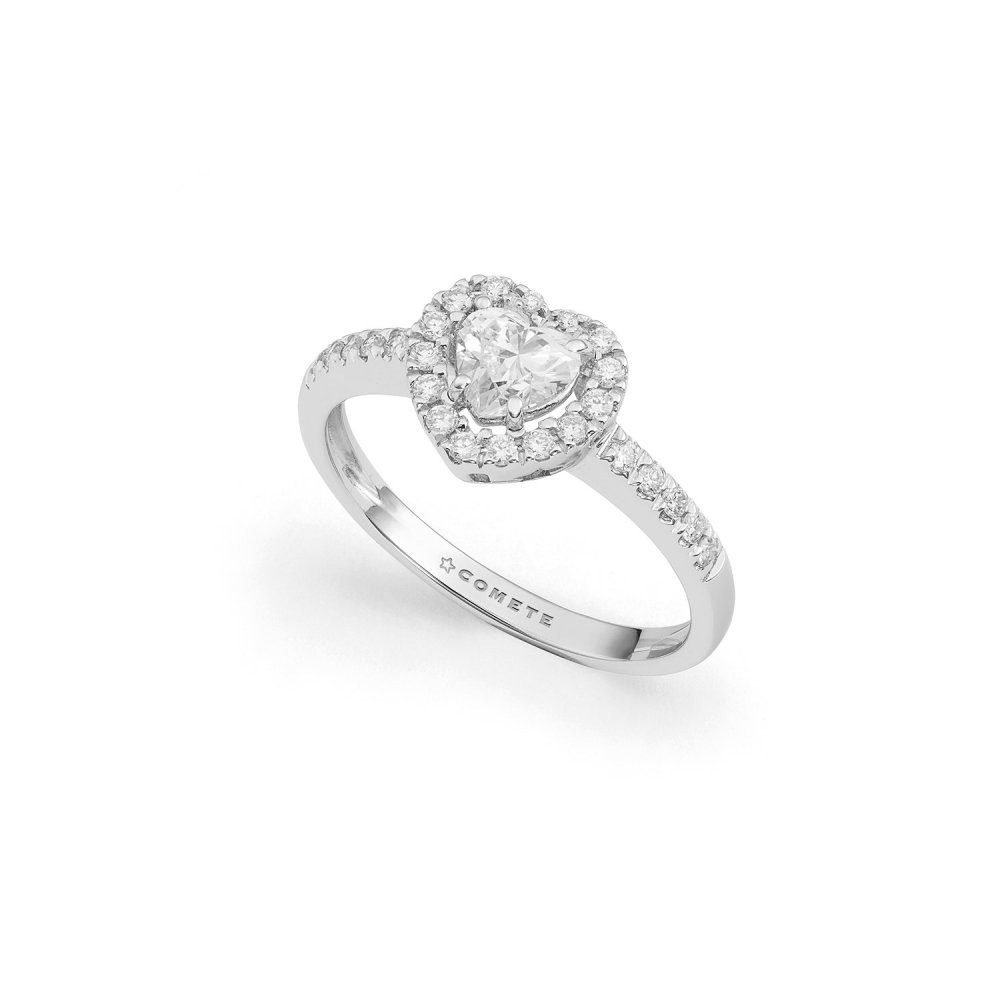 Anello A Cuore In Oro 750‰ Con Diamanti Bianchi - Comete Gioielli