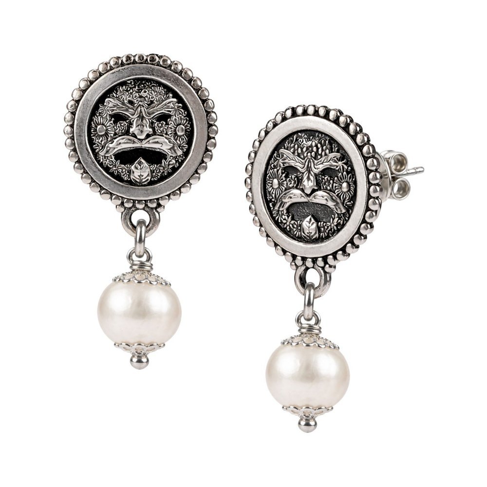 Orecchini In Argento 925 Con Maschera E Perle - Gerardo Sacco