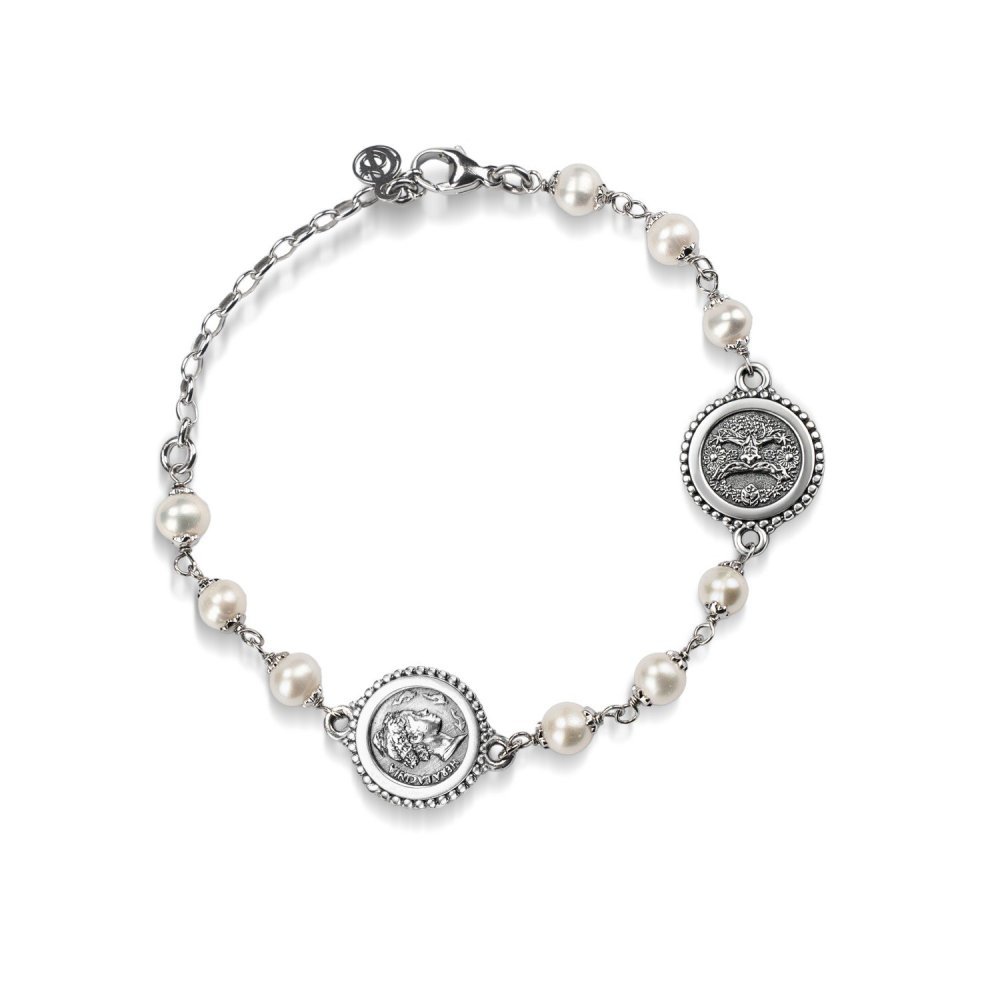 Bracciale In Argento 925 Con Monete E Perle - Gerardo Sacco