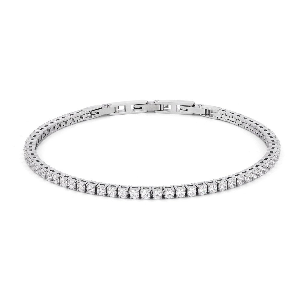 Bracciale Tennis Uomo - Acciaio Zirconi Bianchi - Comete Gioielli