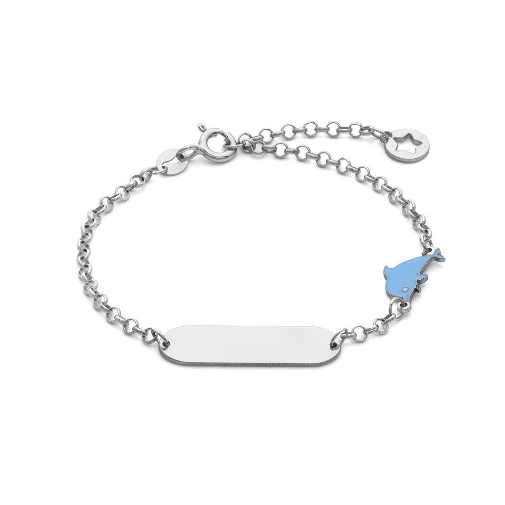 Bracciale In Argento Con Delfino Azzurro - Comete Gioielli