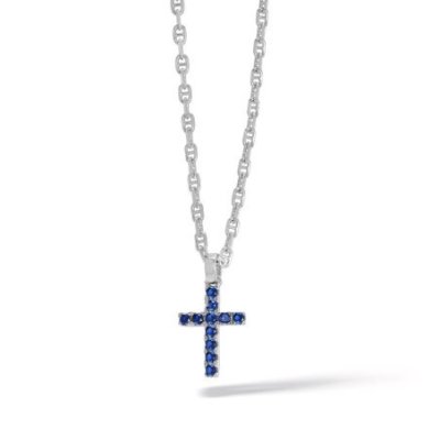 Comete Gioielli - Collana Croce - Argento - Zirconi Blu