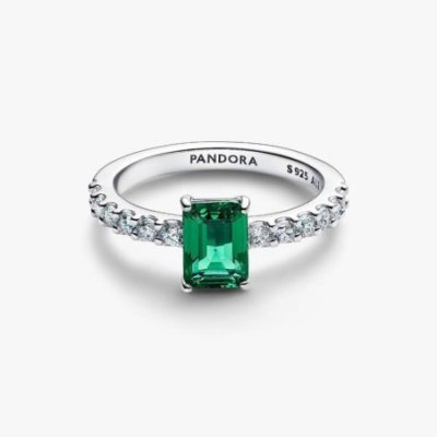 Anello Taglio Baguette Verde