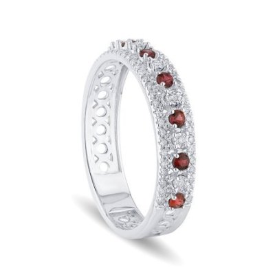 Bliss - Anello In Oro Bianco - Diamante/Rubino