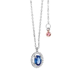 Collana in oro bianco con pendente in zaffiro e diamanti Comete