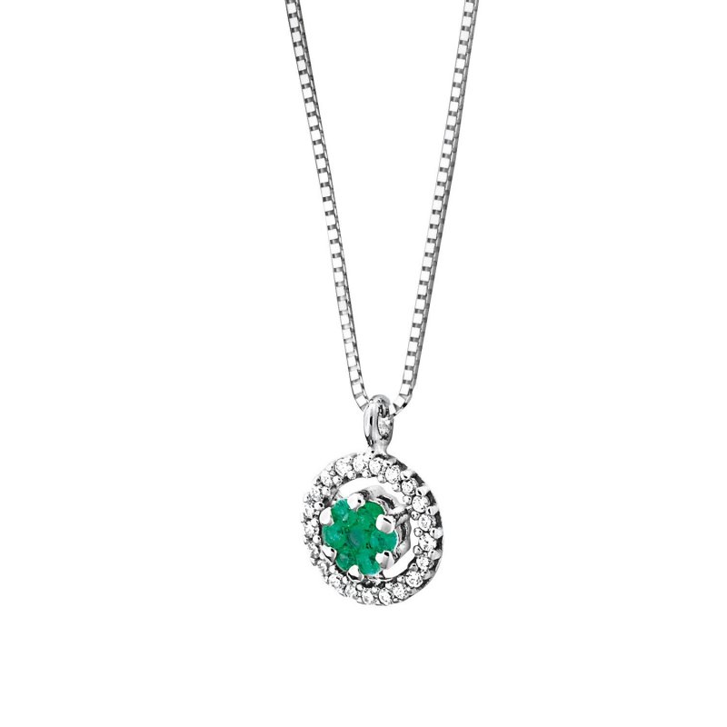 Collier di diamanti con pendente in smeraldo e diamanti Comete