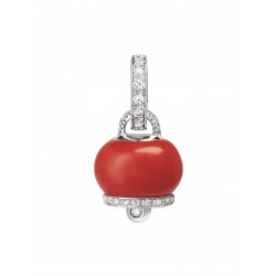 Chantecler - Ciondolo Con Campanella - Oro Bianco - Corallo Rosso