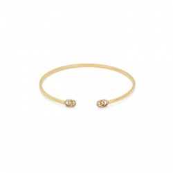 Bracciale rigido in oro giallo con doppia G e 46 diamanti Gucci