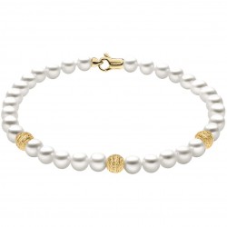 Bracciale con perle, oro 18 kt e chiusura a moschettone Comete