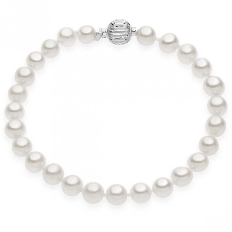 Bracciale di perle con chiusura in oro bianco Comete